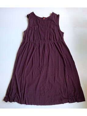 Womens Merona Sleeveless Pullover Dress Plum Pleated Breast A-Line Size Large